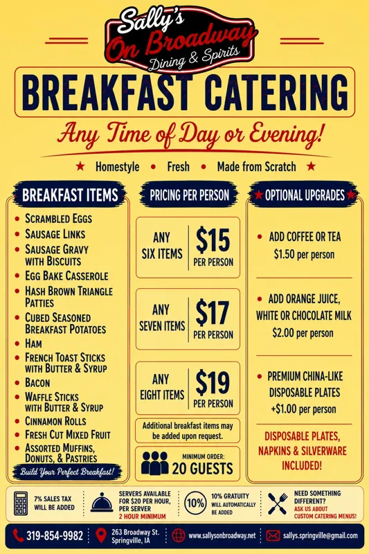 Breakfast Catering sheet