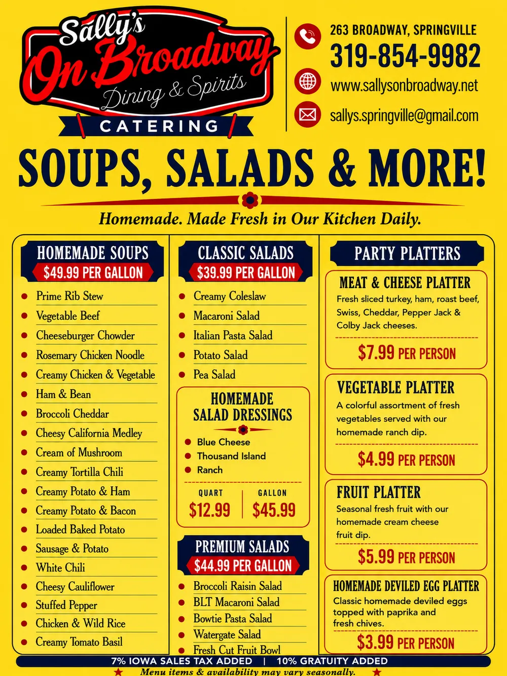 Soups, Salads & More sheet